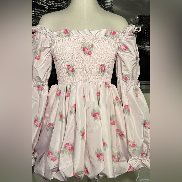 Loveshackfancy Janey Floral print long sleeve bubble Dress in Berry moment. - Picture 5 of 10